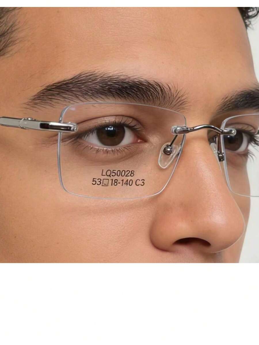Rimless Eyeglass Frame LQ50028 | Titanium Memory Foam | Extremely Lightweight | For Men And Women | Vintage Anti-Fatigue - Silver - View 1