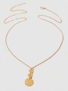 1pc Fashionable Circular Pendant Necklace, Suitable For Women's Daily Wear - Bạc - Xem 6