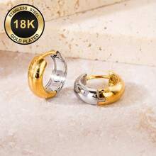 Pendientes de acero inoxidable chapados en oro de 18K para mujer, 83.48g, hipoalergénicos, de dos tonos, con ganchos simples y clásicos, adecuados para uso diario, vacaciones, fiestas y como - Colores mezclados - Ver 5
