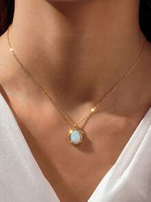1 chiếc mặt dây chuyền đá Opal bằng bạc Sterling S925, thiết kế thời trang cá tính, thanh lịch, sang trọng, cổ điển, hình bầu dục tinh tế, dây chuyền đeo xương đòn, trang sức cao cấp dành cho nữ, món quà hoàn hảo cho Ngày Valentine, Ngày của Mẹ. - hình bầu dục - Xem 9
