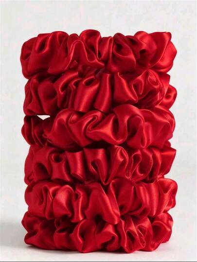 1/10 chiếc dây buộc tóc bằng satin màu đỏ trơn, mềm mại, mượt mà, không gây hư tổn tóc, dây chun co giãn dành cho nữ, phụ kiện tóc thanh lịch cho hàng ngày, đám cưới, tiệc cưới, ngày Valentine, phù hợp với tóc dày và mỏng.