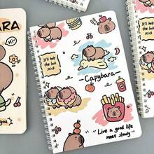 1/4pcs Soft Leather Spiral Notebook With Cute Capybara Pattern, 50 Pages, Ideal For Students, Office Gifts, Diaries, Learning Supplies, School Supplies (Mixed Color) - Multicolor - View 3