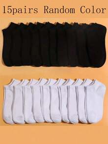 20 đôi tất thể thao thông thường cho nữ, tất ngắn thời trang tối giản thấm hút mồ hôi thoáng khí cho thể thao ngoài trời, phong cách cặp đôi unisex - Đen và trắng - Xem 14