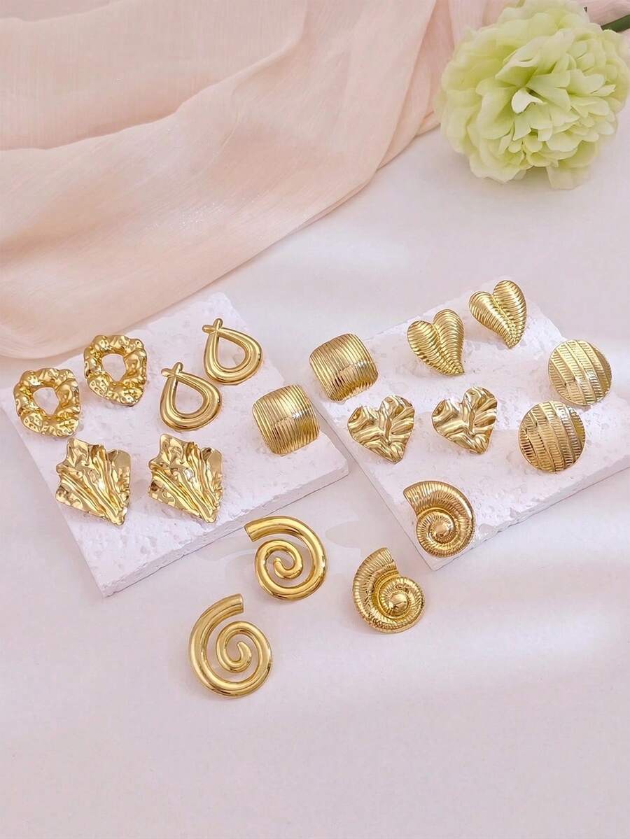 9/5/4/1 Đôi bông tai phong cách Bohemian quyến rũ dành cho nữ, thích hợp cho kỳ nghỉ hè ở bãi biển, tiệc tùng, quà tặng hình trái tim vỏ ốc sên, hình học, trang sức cá nhân hóa, thiết kế tối giản, chống thấm nước, không bị xỉn màu, mạ vàng, phụ kiện bikini mùa hè, trang phục hấp dẫn, phụ kiện váy cưới - Trang sức đa năng, hoàn hảo để đeo khi bơi lội, tắm biển, tập thể dục, tuyệt vời cho Ngày Valentine, sinh nhật, Ngày của Mẹ và những món quà bất ngờ trong kỳ nghỉ.