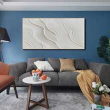 Tranh treo tường trừu tượng hiện đại, không khung, họa tiết sọc màu hỗn hợp, bền chắc, phù hợp cho phòng khách và phòng ngủ, không cần điện. - trắng - Xem 4