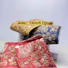 1 thước ruy băng satin thêu, họa tiết hoa đính sequin điểm xuyết chỉ vàng, chất liệu cao cấp, thích hợp cho may mặc, trang trí và trang trí nhà cửa - Màu hỗn hợp, ruy băng may vá, phụ kiện trang trí thủ công DIY sang trọng thời trang cho các lễ hội. - Nhiều màu - Xem 7