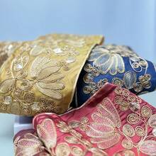 1 thước ruy băng satin thêu, họa tiết hoa đính sequin điểm xuyết chỉ vàng, chất liệu cao cấp, thích hợp cho may mặc, trang trí và trang trí nhà cửa - Màu hỗn hợp, ruy băng may vá, phụ kiện trang trí thủ công DIY sang trọng thời trang cho các lễ hội. - Nhiều màu - Xem 10