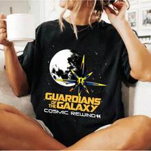 Guardians Of The Galaxy Space Rewind T-Shirt, Disneyland Epcot Family Travel Couple T-Shirt, Guardians Of The Galaxy Disney World T-Shirt - 黑色 - 查看 2