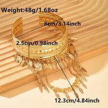 1 pieza Brazalete vintage con borlas de estilo de Oriente Medio, accesorio de danza exótica, artículo de moda para eventos y fiestas, verano, playa, boda - Dorado - Ver 8