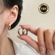 Pendientes de acero inoxidable chapados en oro de 18K para mujer, 83.48g, hipoalergénicos, de dos tonos, con ganchos simples y clásicos, adecuados para uso diario, vacaciones, fiestas y como - Colores mezclados - Ver 2