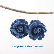 1 par de brincos retrô de flor em jeans, disponíveis em 2 cores e tamanhos, joias em estilo boêmio para mulheres, ideais para uso diário, festas e como presente em datas comemorativas. - Multicolorido - Ver 11