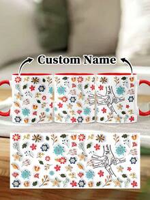 1pc 11oz/15oz Custom Mother's Day Name Mug, Personalized Coffee Cup With Printed Name. The Wrap-Around Pattern On The Mug Can Be Customized With Up To 8 Children Holding Their Mother's Hand. This Mother-Themed Mug With Floral Elements Is An Ideal Gift For Mom And A Unique, Thoughtful Present - 款式4 - 查看 64