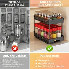 1 buah/2 buah Rak Penyimpanan Plastik Multifungsi 2 Tingkat, Organizer Penyimpanan Kabinet Dua Lapis Kapasitas Besar, Rak Penyimpanan Tipe Laci untuk Botol Bumbu & Toples Rempah, Organizer Tarik Keluar di Bawah Wastafel, Cocok untuk Kabinet, Dapur, Restoran dan Kamar Mandi, Tempat Penyimpanan Hemat Ruang - MultiWarna - View 6