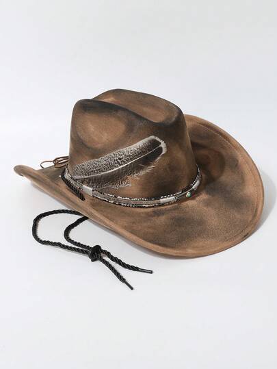 Mũ rộng vành unisex thiết kế độc đáo, kiểu dáng retro, chống gió, có dây thừng, đính lông vũ, phối màu ombre, phong cách cao bồi miền Tây châu Âu và Mỹ, kiểu dáng tối giản, đa năng, phù hợp cho mặc hàng ngày, dự tiệc, sự kiện theo chủ đề miền Tây, tụ họp, cosplay, lễ tốt nghiệp, dạ hội hóa trang, lễ hội, sinh nhật, hòa nhạc, đi bộ đường dài và cắm trại ngoài trời.