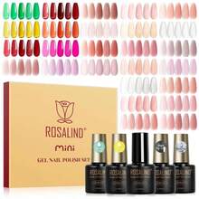 ROSALIND 30pcs Jelly Gel Polish Set, 26 Colors Translucent Nude Pink Neon Gel Nail Polish Set With Sheer Matte Glossy Glitter Effects For Nails With Base Gel Top Coat Salon DIY Home - ColorA - 查看 1