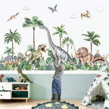 decalmile Graz Design - Adhesivo decorativo para pared diseño de dinosaurio o palmera árbol de la selva diseño de dinosaurio - Multicolor - Ver 1