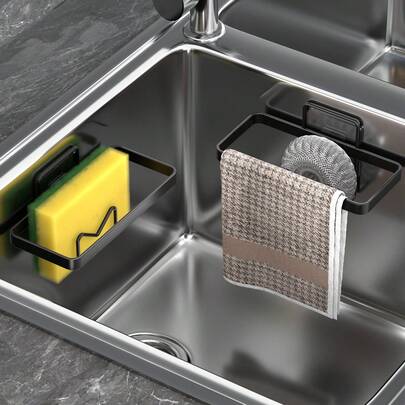 1 Set Geschirrtuch & Schwammhalter, einfach zu installieren, platzsparend, multifunktionale, langanhaltend Reinigungsutensilien-Ablage, geeignet für Küche und Badezimmer, Haushaltsorganizer, Heimzubehör