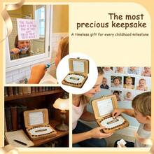Wooden Baby Tooth Keepsake Box With Photo Frame, Holder For Fallen Teeth And Hair, Great For Baby Shower Party And Birthday Gift For Boys And Girls - Rectangle - View 8