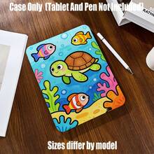 Funda protectora plegable con ranura para lápiz. Funda plegable con ranura para lápiz con diseño de tortuga marina en el mundo submarino, estilo océano fresco. Compatible con las principales series de tabletas y modelos de 7.9 pulgadas, 8.3 pulgadas, 9.7 pulgadas, 10.2 pulgadas, 10.5 pulgadas, 10.9/11 pulgadas y 12.9/13 pulgadas; también se ajusta a modelos de 8.7 pulgadas, 10.4 pulgadas, 10.5 pulgadas, 11 pulgadas y 12.4 pulgadas - Multicolor - Ver 6
