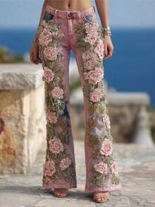 Jeans For Women Pants For Women Summer Clothes Leggings For Women Vacation Outfits Women Spring Outfits For Women  For Women Pantalones De Mujer Petite - 粉色 - 查看 2