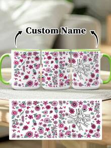 1pc 11oz/15oz Custom Mother's Day Name Mug, Personalized Coffee Cup With Printed Name. The Wrap-Around Pattern On The Mug Can Be Customized With Up To 8 Children Holding Their Mother's Hand. This Mother-Themed Mug With Floral Elements Is An Ideal Gift For Mom And A Unique, Thoughtful Present - 款式3 - 查看 21