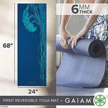 Gaiam - Tapete de yoga de alta calidad reversible extra grueso antideslizante para ejercicios y ejercicios de fitness para todo tipo de yoga pilates y entrenamientos en el piso 68 x 24 x 6 mm - Aguas Pacficas - Ver 4