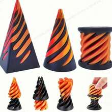 3pcs Asymmetrical Spiral Cone Fidget Toys, 3D Printed Swirl Cone Anxiety Relief Desk Decor, Mini Vortex Line For Stress Relief, Suitable For Car, Living Room, Bedroom Decoration - A - View 7