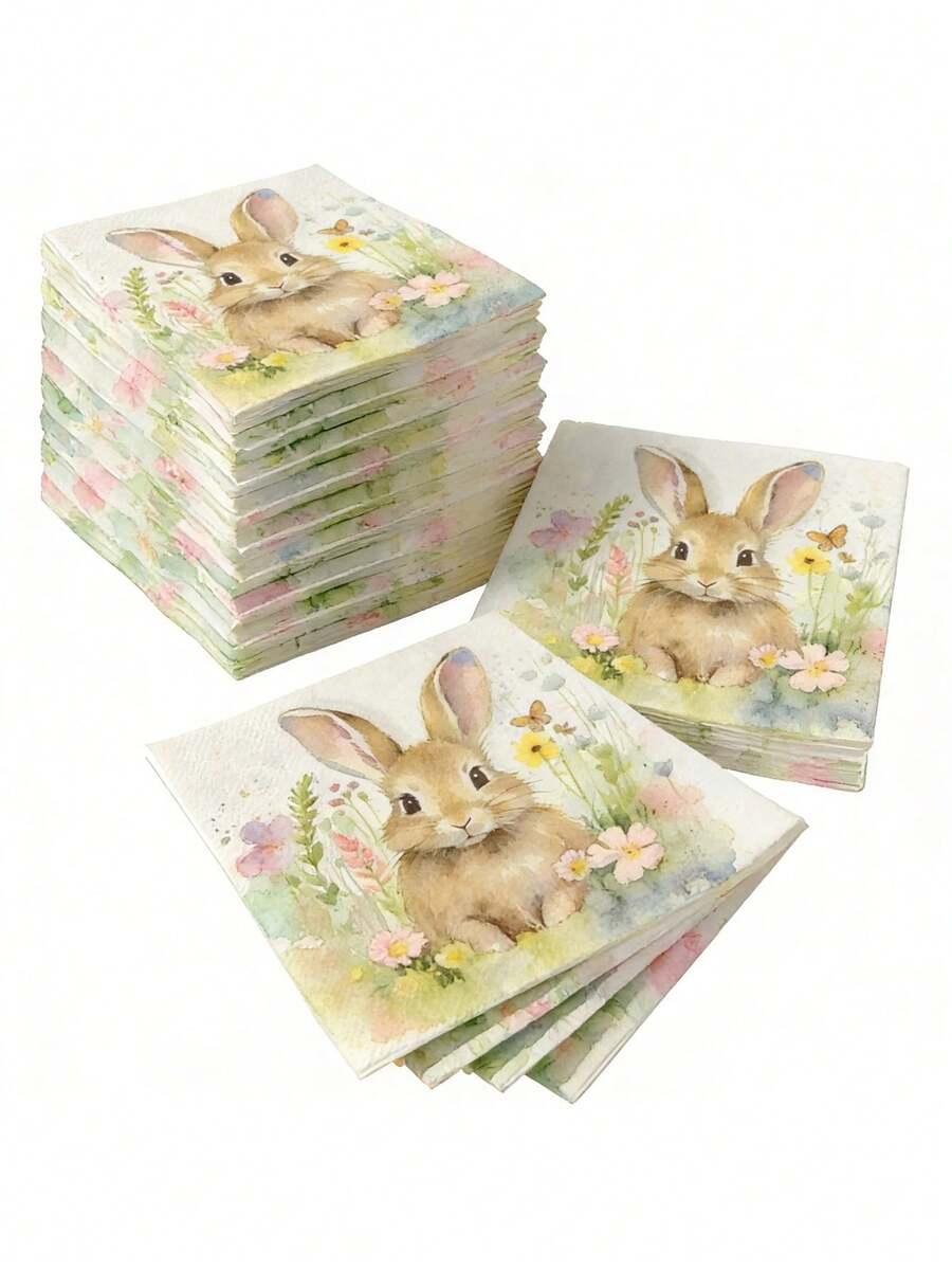 20入/組、40入/組、60入/組、80入/組 春季花卉與復活節兔子印花加厚柔軟吸水派對餐巾紙 2層式軟紙巾 展開尺寸 33cm*33cm 適用於婚禮、茶會、生日派對裝飾餐巾、派對裝飾、派對用品、節日裝飾 - 多色 - 查看 1