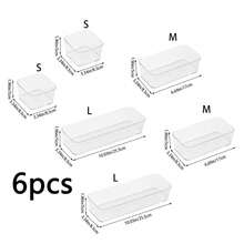 10/7/4/1 pieza Caja organizadora de cajones, Caja organizadora de accesorios para el cabello, Caja de cajón de escritorio, Caja de almacenamiento de cosméticos, Caja de compartimentos multifuncional de plástico PET transparente, Adecuada para dormitorio, baño, armario, organización de escritorio. - Multicolor - Ver 10