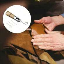 Mixed Color Handheld DIY Leather Sewing Machine With Wax Thread & Canvas Cone, Ideal For Sewing Enthusiasts & Craft Lovers - Wood - View 6