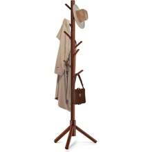 Solid Wooden Coat Rack Freestanding New Zealand Pine Brown 8 Hooks Adjustable Sizes Space Saving Coat Tree For Entryway Office Bedroom Home - Brown - View 5