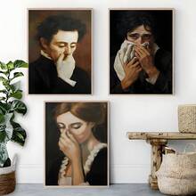 Bộ 3 tranh canvas chủ đề Học viện Bóng tối vui nhộn cho phòng tắm, bộ tranh chân dung phong cách retro, trang trí phòng đẹp mắt, có thể chọn khung, trang trí tường, tác phẩm nghệ thuật kỳ ảo cho phòng tắm/phòng khách/phòng ngủ/văn phòng/ký túc xá, quà tặng cho người yêu nghệ thuật. - 3 cái - Xem 10