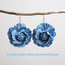 1 par de brincos retrô de flor em jeans, disponíveis em 2 cores e tamanhos, joias em estilo boêmio para mulheres, ideais para uso diário, festas e como presente em datas comemorativas. - Multicolorido - Ver 14