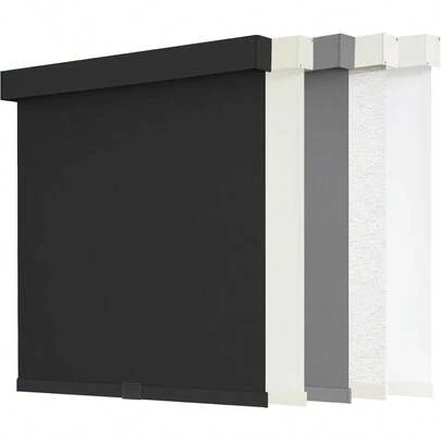 AOSKY Blackout Roller Shades Cordless Blinds For Windows, Free-Stop Shades With Valance, Thermal Insulated Fabric, UV Protection, Natural Woven Blinds For Home And Office (34" W X 72" H, Black)