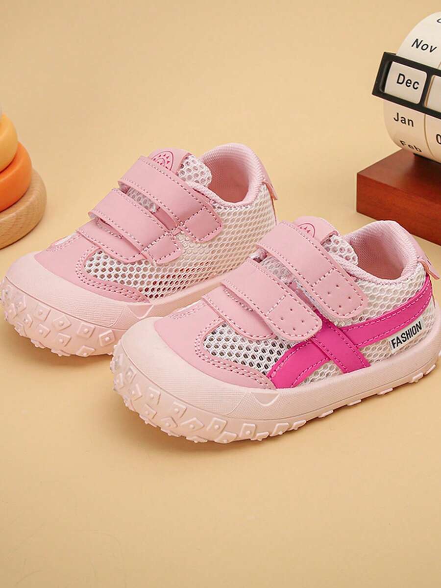 Infant Casual Sports Shoes, Gump Shoes, Baby Toddler Walking Shoes, Running Shoes, Suitable For All Seasons, Color Block Design - Pink - View 1