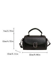 Tas Tote Motif Leci Berkualitas dengan Banyak Kantong, Tas Tangan Modis Warna Polos untuk Penggunaan Sehari-hari, Dapat Dibawa di Bahu, Selempang, atau Dipegang di Tangan - Hitam - View 8