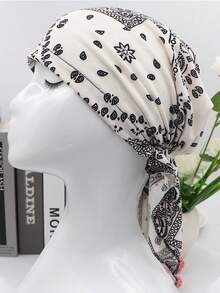 1pc Stretchy Cotton Headband Cap, Thin Single-Layer Floral Bandana Cap - Multicolor - View 7