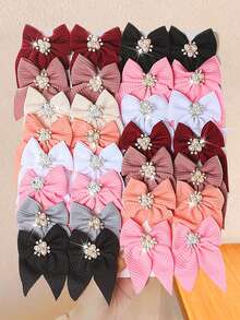 8PCS Random Color Multi-Color Fabric Bow Pearl Pendant Swallow Tail Hair Clips, School Style Hair Accessories, Suitable For Daily Wear And Party,Summer,Holiday,Travel - Multicolor - View 1