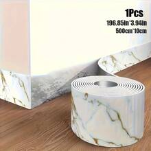高端壁纸，加厚奢华大理石自粘踢脚线贴纸，5.0米长 x 10.01厘米宽，易撕易贴，防水，适用于装饰客厅、卧室角落、自粘墙边、家居装饰墙贴。 - 白色和灰色 - 查看 12