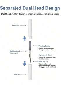 Bộ dụng cụ vệ sinh tai nghe không dây 3 trong 1, thích hợp để vệ sinh hộp đựng tai nghe Pro, bàn chải vệ sinh thiết bị kỹ thuật số đa chức năng, bút loại bỏ bụi bẩn cho máy tính và điện thoại, quà tặng sinh nhật, đồ dùng gia đình nhà bếp và phòng tắm. - Bàn chải làm sạch - Xem 8
