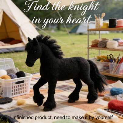 DIY Felt Craft Kit - Little Black Horse | Friendly Handmade Animal Craft/Complete DIY Set. Includes All Items Needed - Felt, Needle, Foam Pad, And Step-By-Step Instructions. No Additional Tools Required. Perfect Gift For Any Occasion (Unfinished, Requires Self-Assembly)