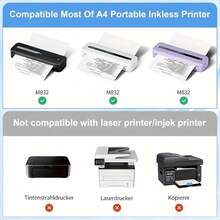 Papel térmico A4, papel para impresora térmica para impresora portátil, compatible con M08F-Letter, M08F M832, M833, M834, M835 M836 - Ver 5
