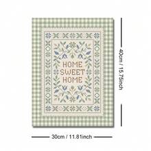 1幅带框/不带框“温馨的家”帆布海报，绿色格子花卉图案，积极向上语录，适合装饰门厅、走廊，营造田园风装饰效果，适用于公寓、客厅、卧室、现代家居装饰。 - Poster - 查看 9