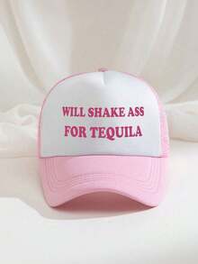 A Printed "WILL SHAKE FOR TEQUILA" Decorative Funny Sponge Mesh Hat Trucker Hat Baseball Cap Sun Hat Dad Hat, Suitable For Daily Use, Travel, Hiking, Mountain Climbing, Beach Vacation,Summer,Holiday - Multicolor - View 12