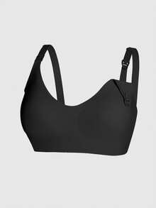 Maternity & Nursing Bra, Front Closure Breastfeeding Bra, Comfortable Seamless Lift And Support, Suitable For All Seasons - Black - View 8