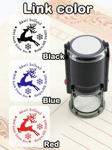 Custom Address Stamp, Vintage Elegant Round Style Name & Icon Stamp For Envelopes Packaging Business Branding, Personalized Signature Stamp For Home Office Mail Use, Customized Text Gift For Wedding Anniversary Housewarming Holiday, Customizable Design Stamp - Style a - View 3
