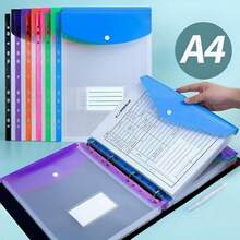 12pcs A4 Size High Capacity Loose Leaf Binder Folders, With 11-Hole Rings, Made Of Modern PP Material, Expandable Snap Button And Label Pockets, Suitable For School, Home, Office, Attendance, Travel - Portable Design, Back To School, Study Supplies - Multicolor - View 1