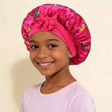 Awegeo 可爱缎面蝴蝶结儿童睡帽 - 透气、保护头发、可调节 - 彩色 - 查看 7