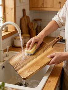 1 pezzo Tagliere in legno di acacia con manico, adatto per bistecca, antipasti, frutta e formaggio. Tagliere da cucina in legno per la preparazione e la presentazione degli alimenti. Tagliere in stile rustico, vassoio da portata per bistecche e dessert, accessorio da cucina. Ideale come regalo per la Festa della Mamma, la Festa del Papà o un regalo pratico per la casa. - Multicolore - Visualizzare 5