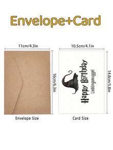 1 pieza Tarjeta de cumpleaños con sombrero de bruja mágico - Diseño caprichoso para fans de la magia - Felicitación de cumpleaños universal para todas las edades con mensaje de celebración "Lieblingsmuggel" - multicolor - View 4